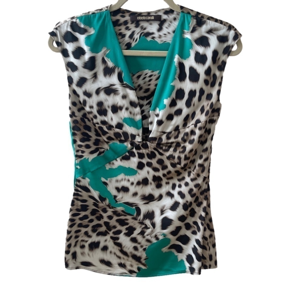 ROBERTO CAVALLI LEOPARD SILK TOP